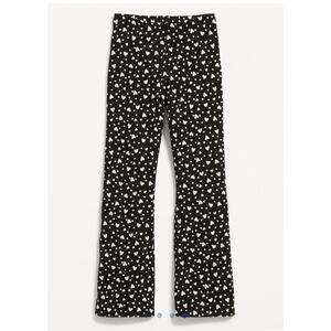 Old Navy Black Hearts Elastic Waist Full Length Flare Leggings Size L 10/12